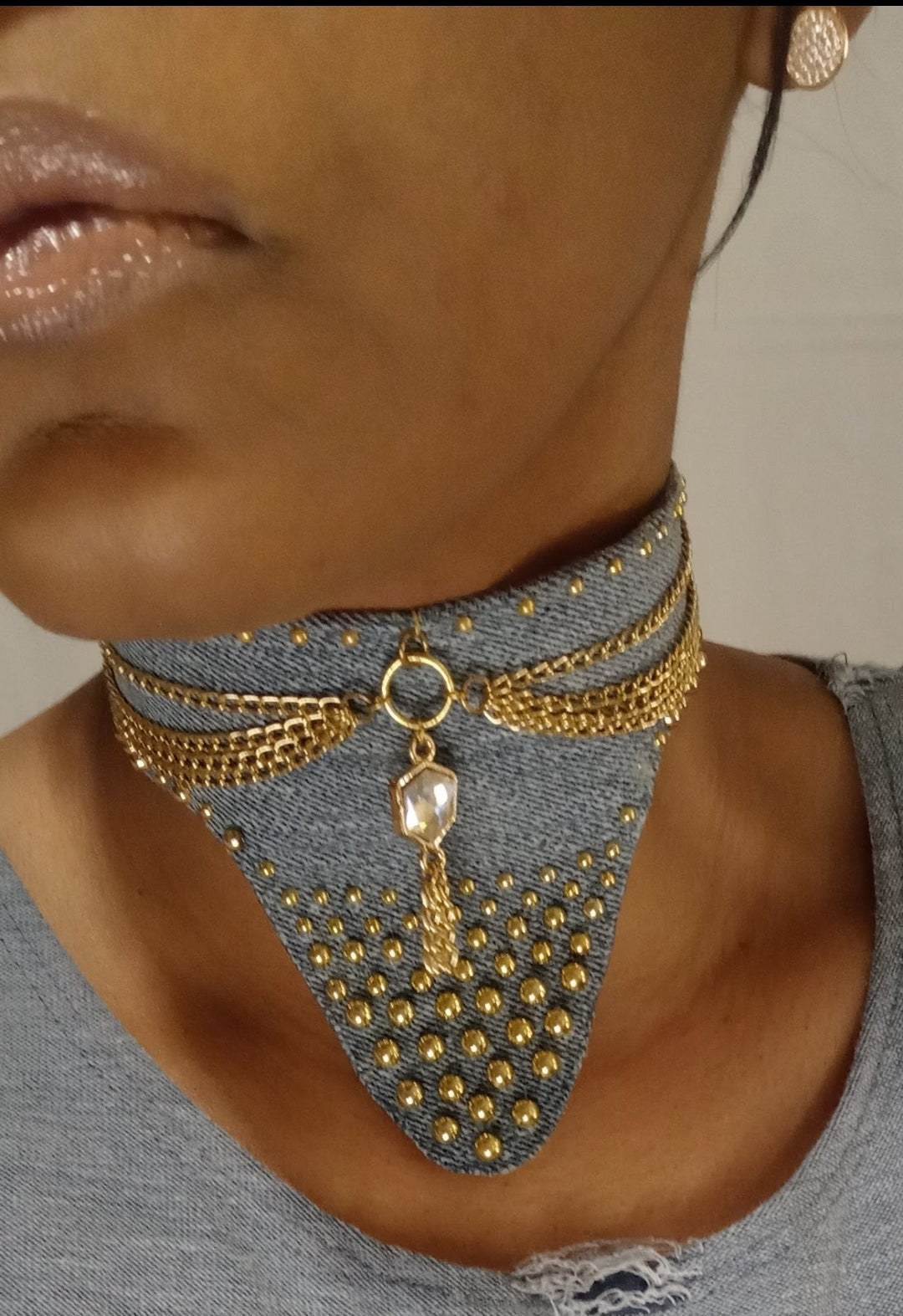 Cleopatra "Denim Choker"