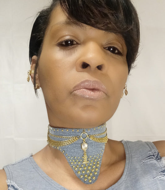 Cleopatra "Denim Choker"